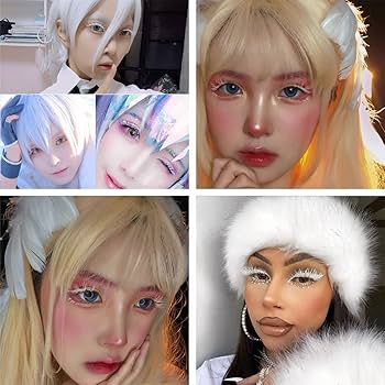 Amazon | 2 ペア白つけまつげ再利用可能な自己粘着まつげ防水上まつげ